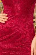 234-1 Koronkowa sukienka z rozkloszowanymi rękawkami - BORDOWA