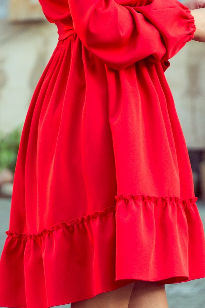 265-4 DAISY Sukienka z falbankami - CZERWONA